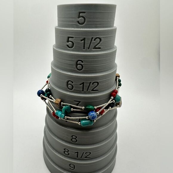 up to 7.5" liquid silver and multi-stone beaded, sterling silver bracelet! - Picture 10 of 11